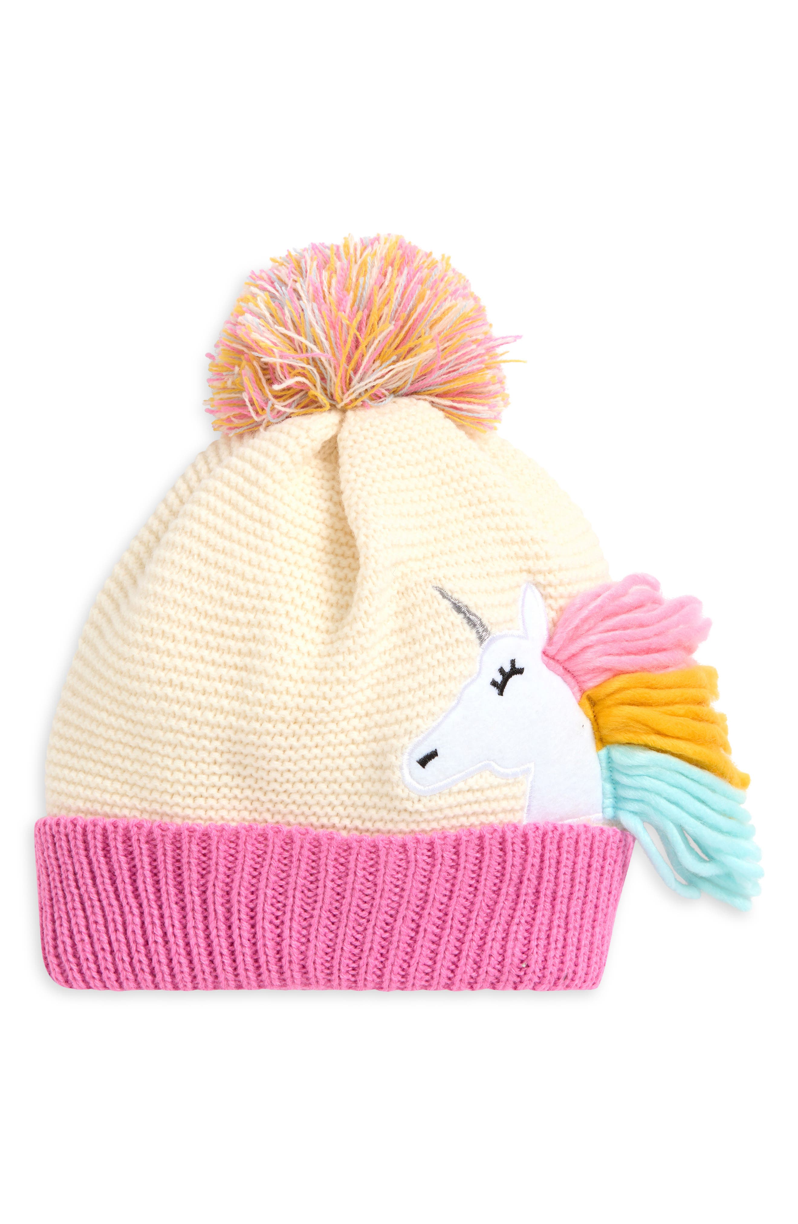 Ruby & Ry Kids' Unicorn Pom Beanie in Pink 