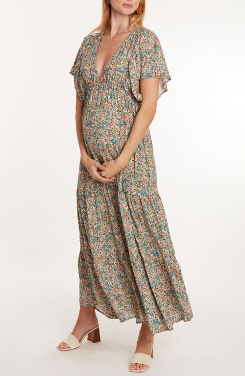 Cache Coeur Victoria Maternity And Nursing Maxi Dress In Multi