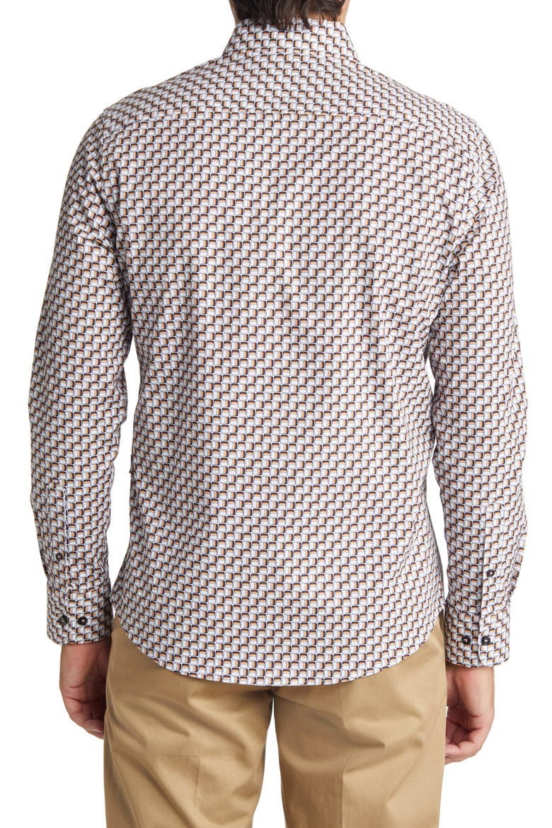 Men's Scotch Print Stretch Cotton Button-Up Shirt, Alternate, color, WHITE
