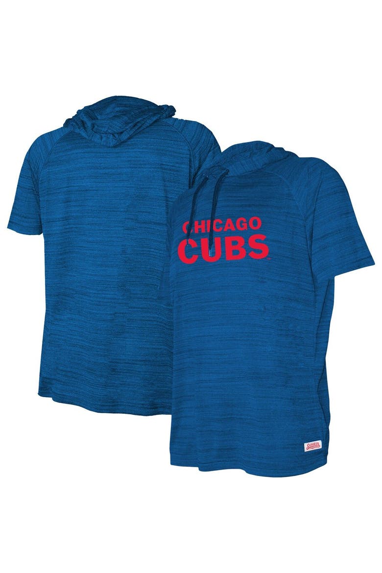 Youth Stitches Heather Royal Chicago Cubs Raglan Short Sleeve Pullover Hoodie, Main, color, Heather Royal
