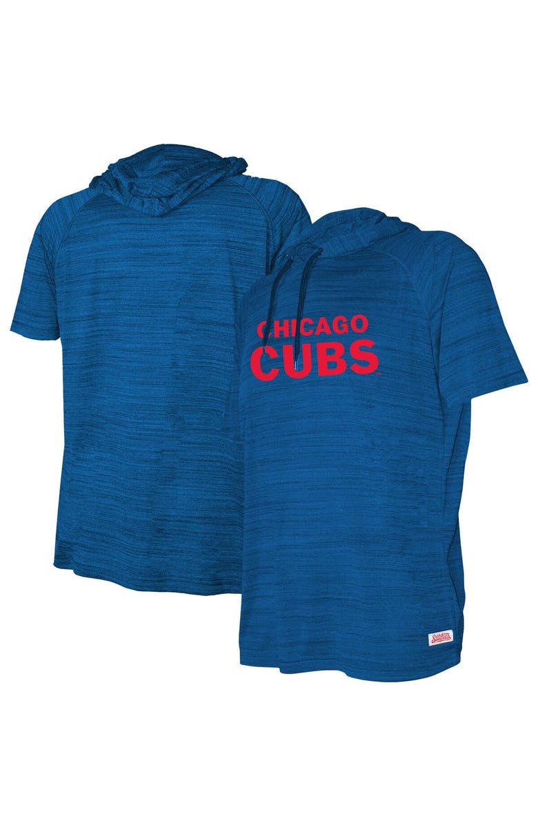 STITCHES Youth Stitches Heather Royal Chicago Cubs Raglan Short Sleeve Pullover Hoodie, Main, color,