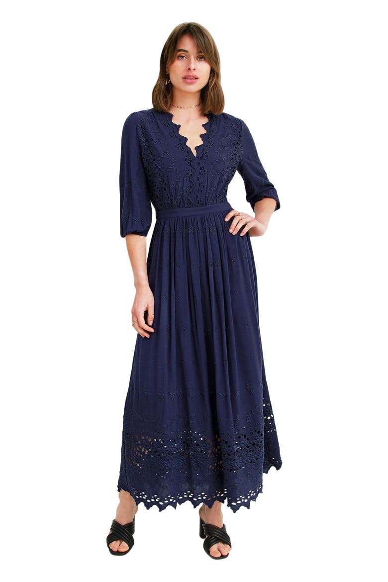 All Eyes On Me Midi Dress, Main, color, Navy