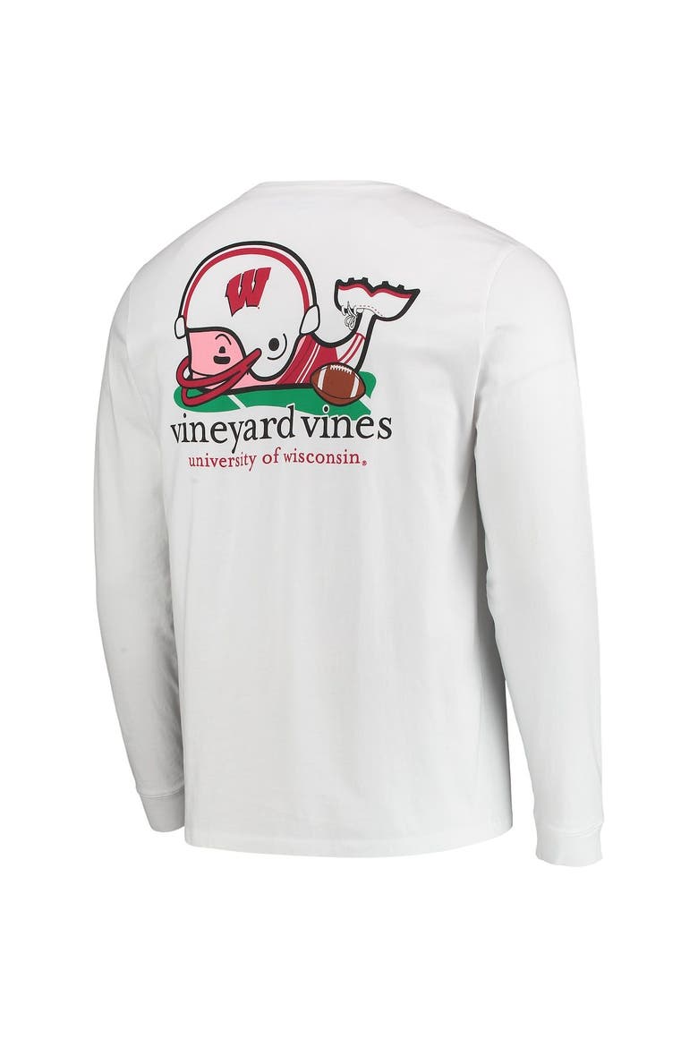 Men's Vineyard Vines White Wisconsin Badgers Football Whale Long Sleeve T-Shirt, Alternate, color, White