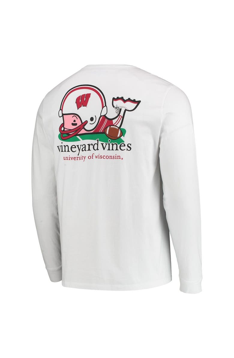 vineyard vines Men's Vineyard Vines White Wisconsin Badgers Football Whale Long Sleeve T-Shirt, Alternate, color, 