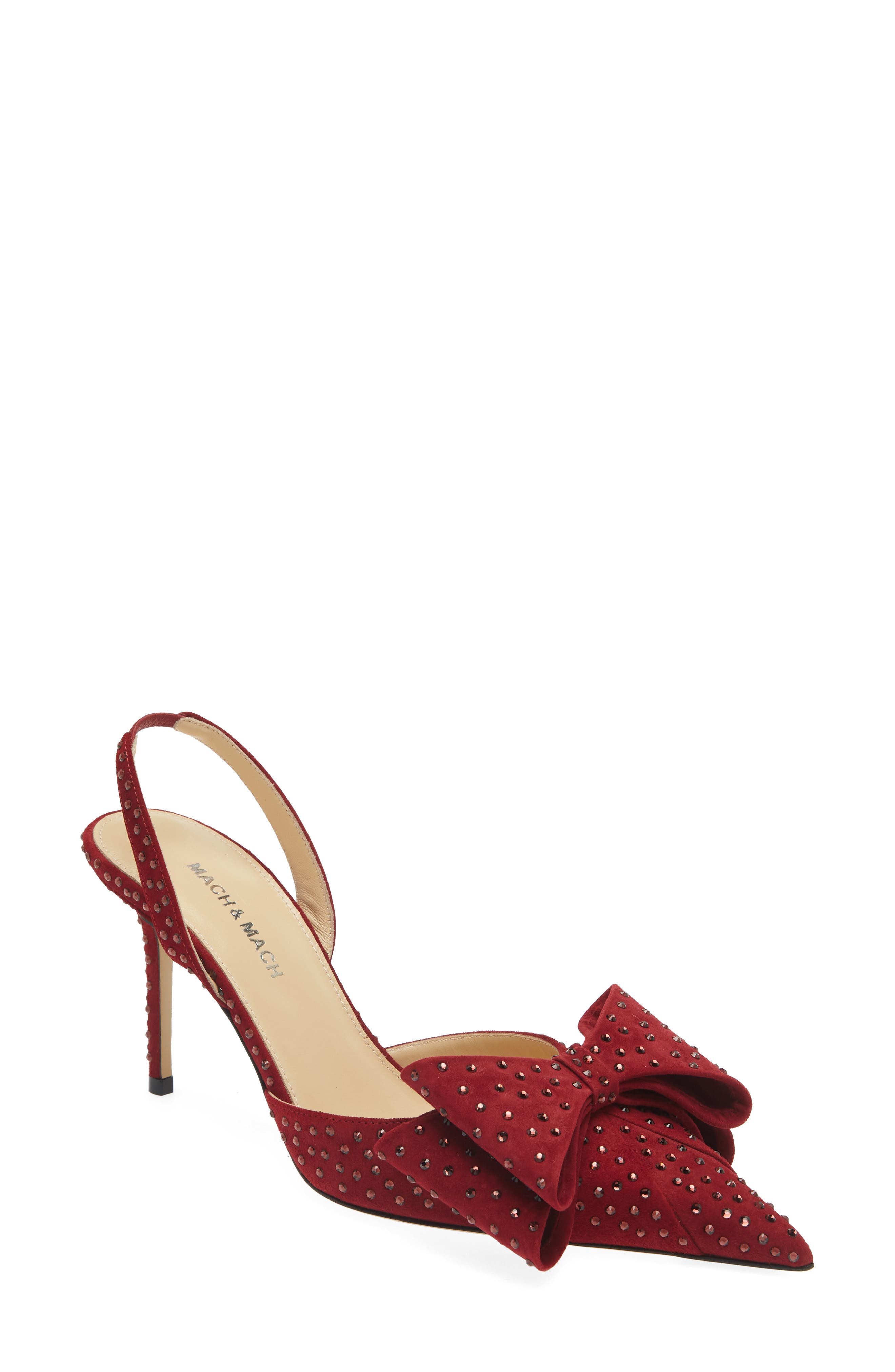 Mach & Mach Le Cadeau Bow Crystal Pointed Toe Slingback Pump, Main, color, 