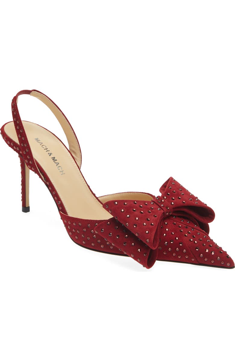 Mach & Mach Le Cadeau Bow Crystal Pointed Toe Slingback Pump, Main, color,