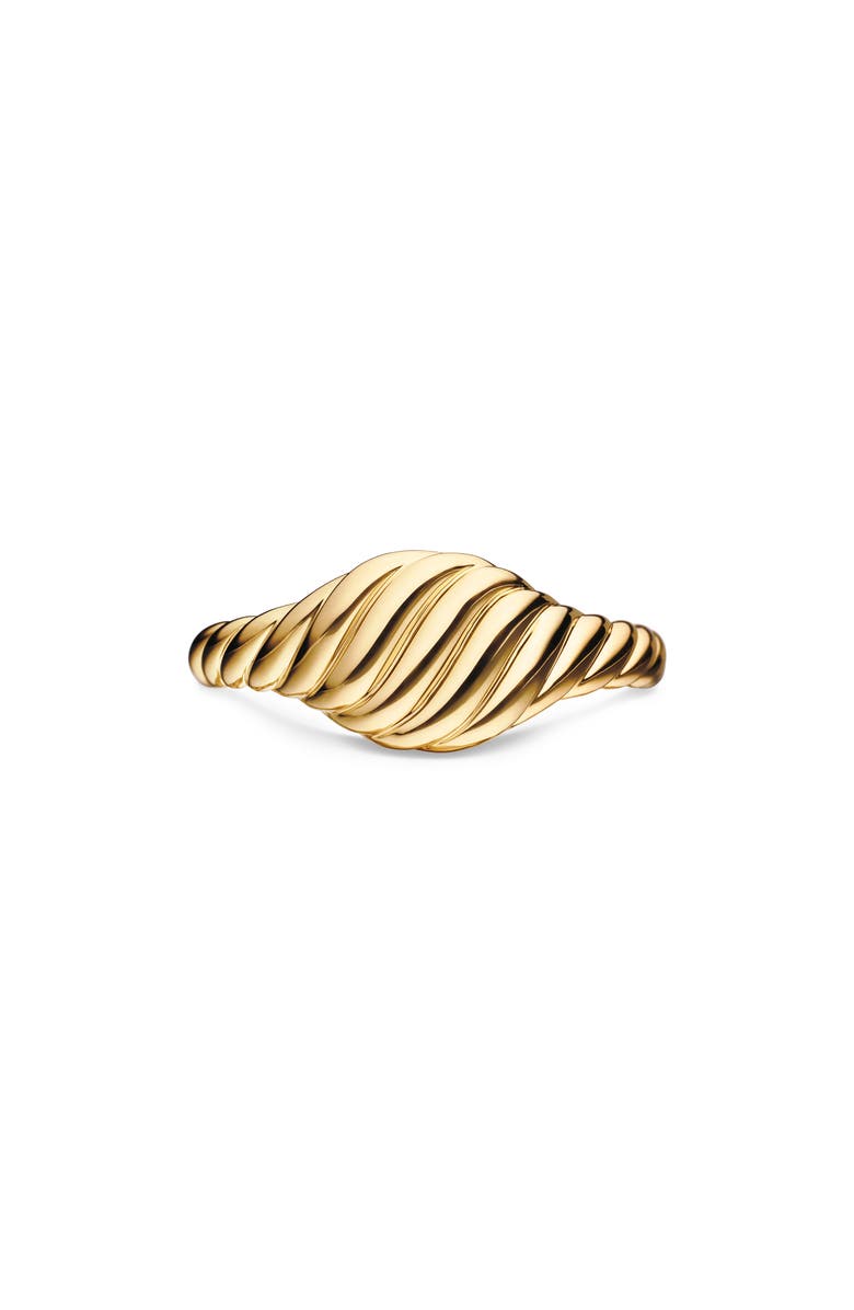 David Yurman Sculpted Cable Pinky Ring in 18K Yellow Gold, Main, color, 