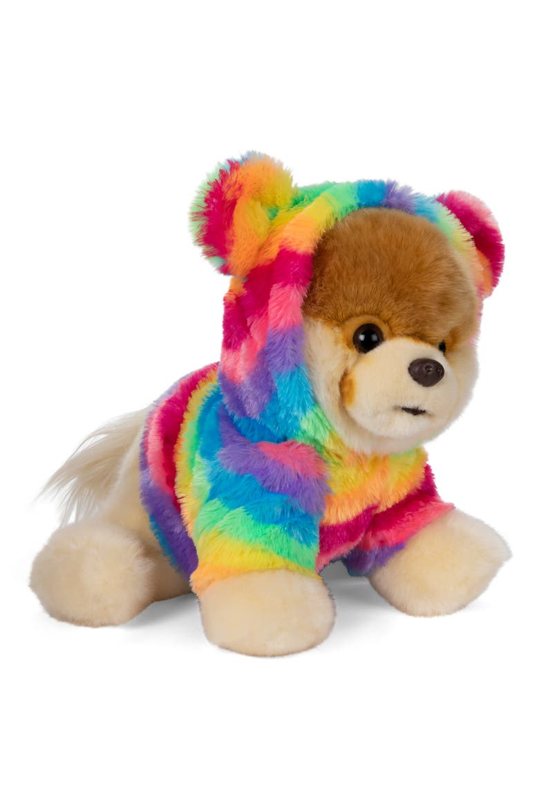 Boo Rainbow Coat Stuffed Animal, Alternate, color, RAINBOW