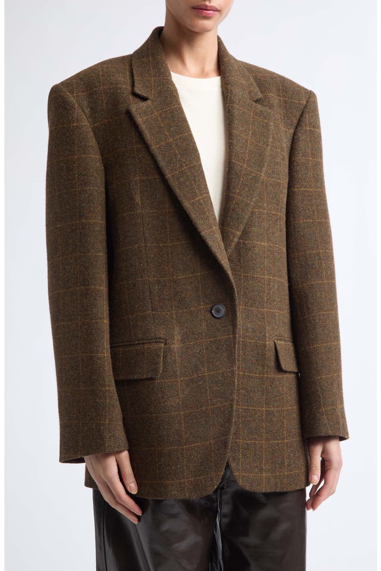 Oversize Check Wool Jacket, Alternate, color, MOSS CHECK