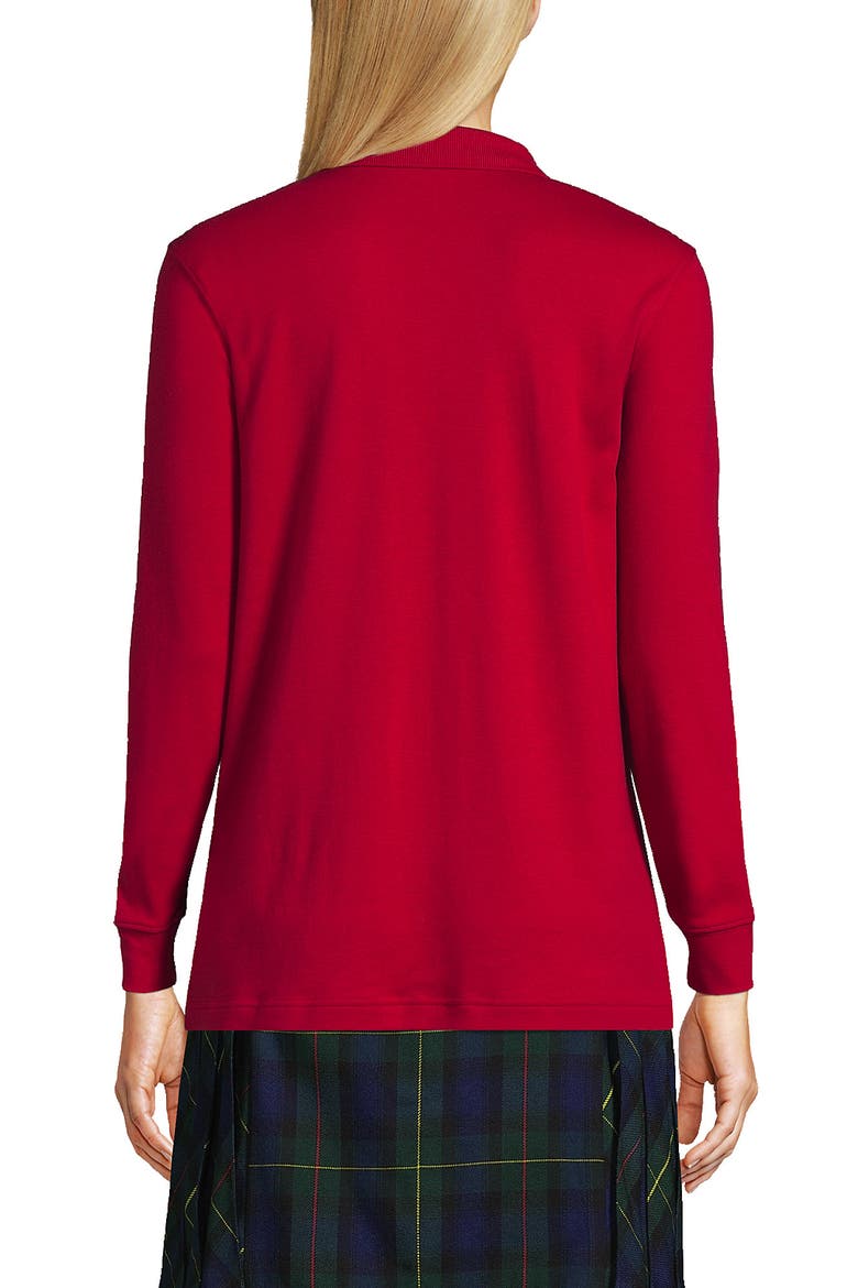 School Uniform  Long Sleeve Interlock Polo Shirt, Alternate, color, Red