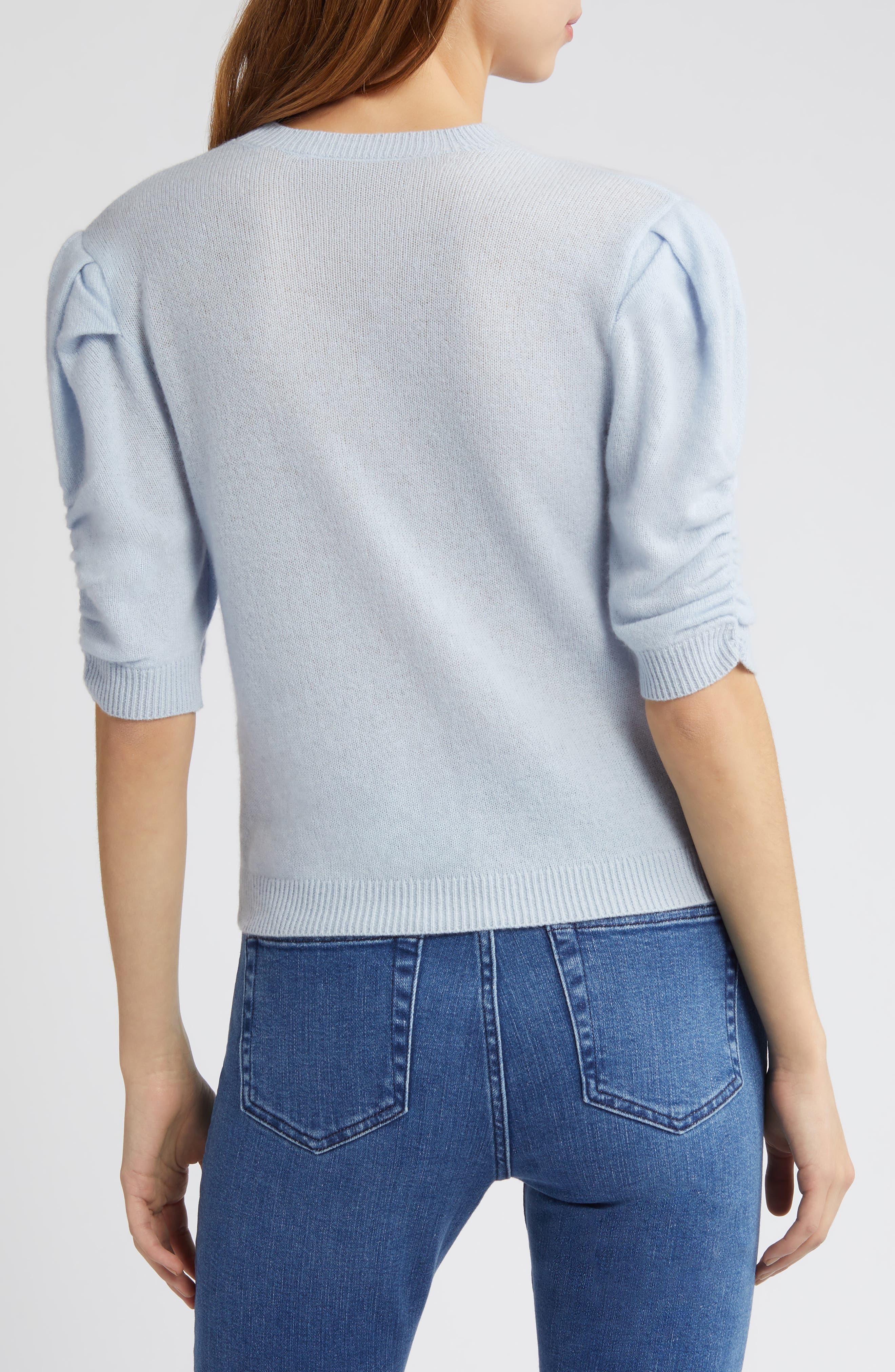 Ruched Sleeve Recycled Cashmere & Wool Sweater - image 2