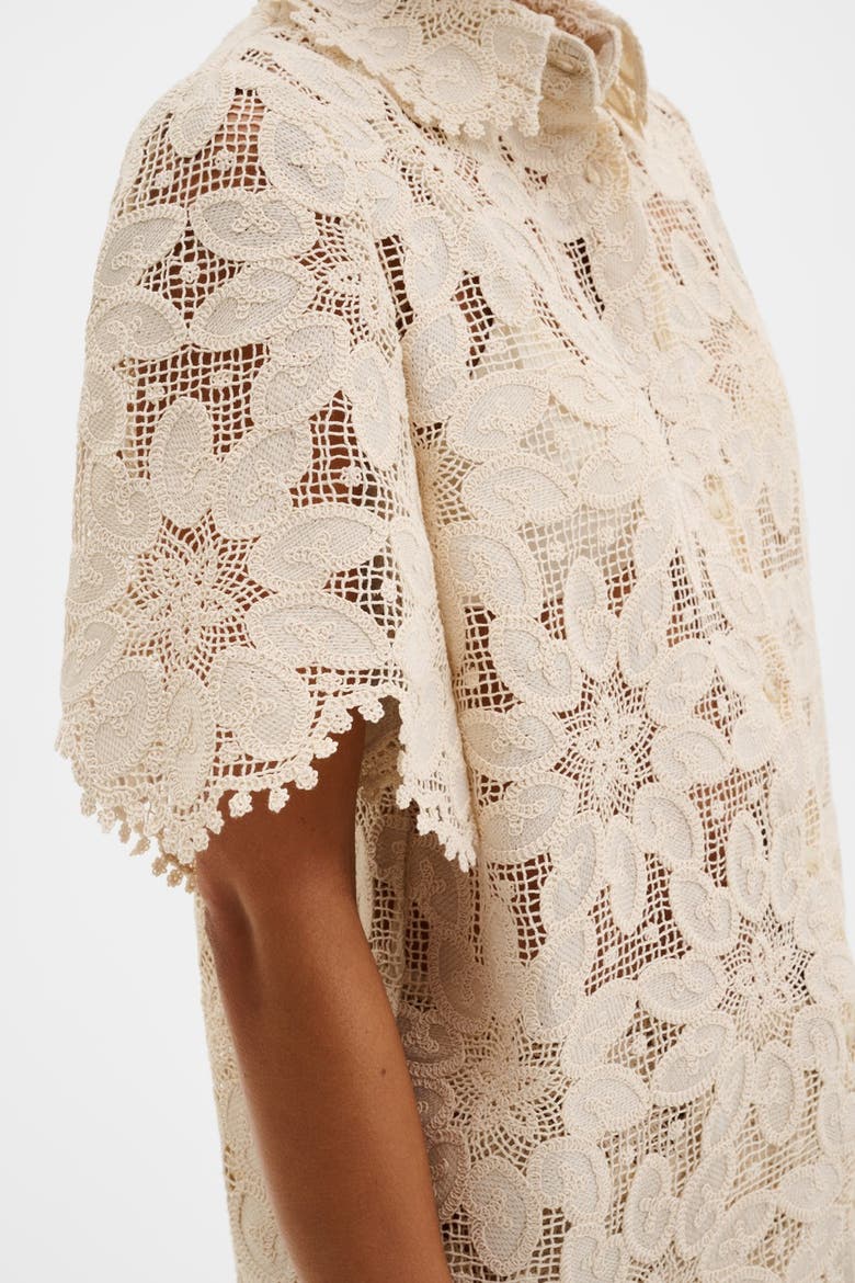 Ari Guipure Lace Shirt, Alternate, color, Sand