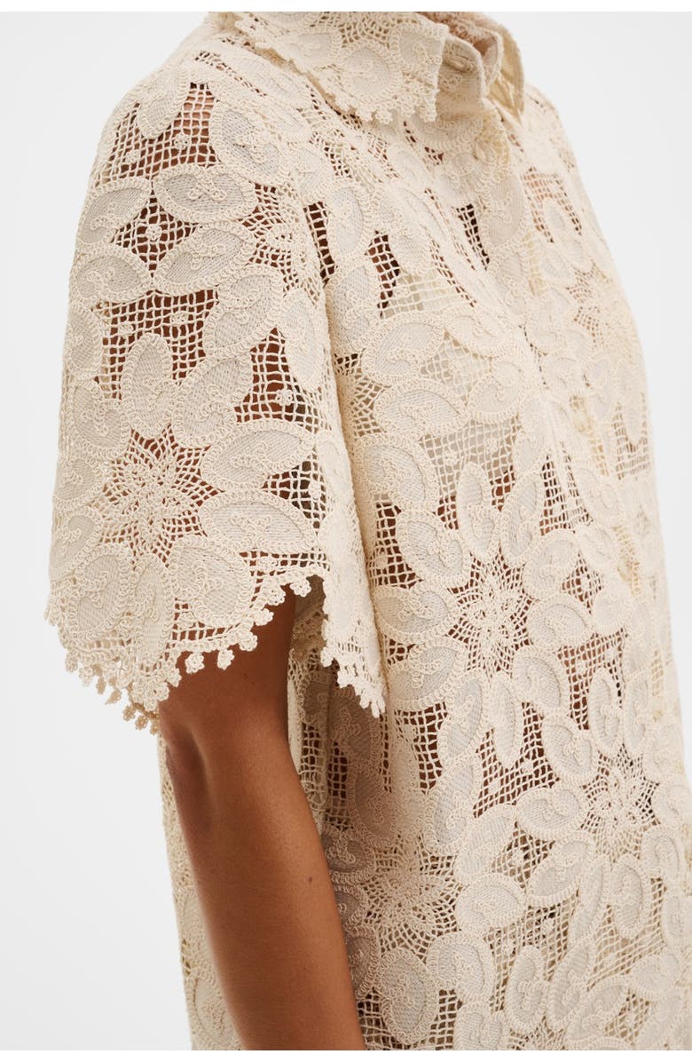 Malina Ari Guipure Lace Shirt, Alternate, color, Sand