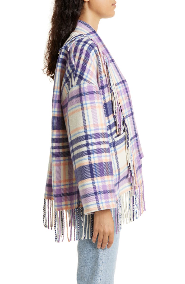 XÍRENA Austyn Plaid Fringed Open Front Jacket, Alternate, color,