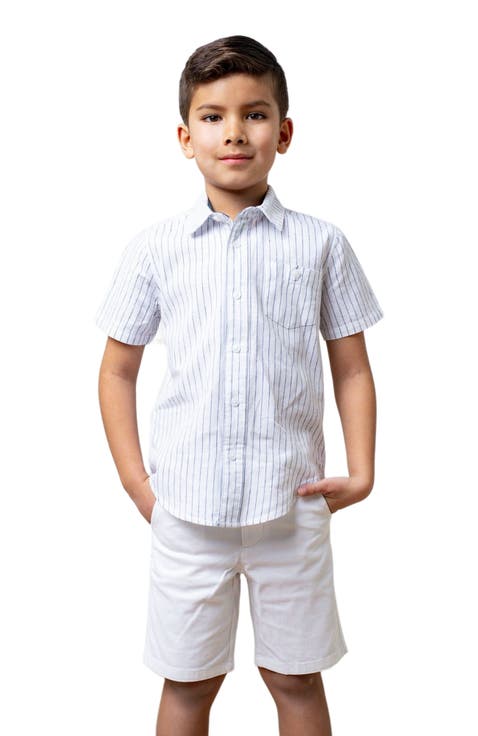 Boys' Linen Short Sleeve Button Down Shirt, Kids