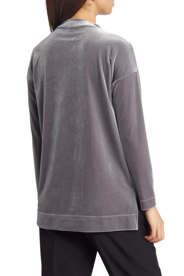 Velour Funnel Neck Pullover, Alternate, color, ROCKY SHORE