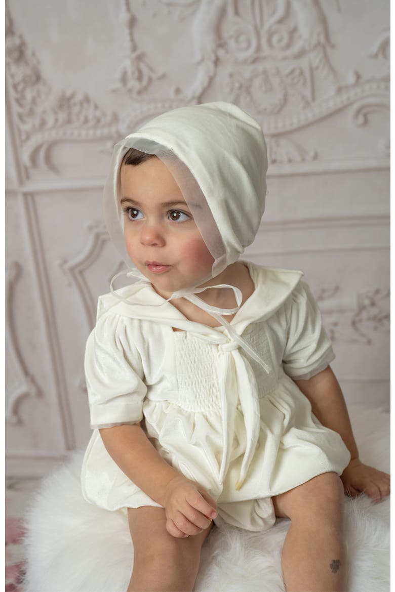 Helenus Velour Ivory Romper, Alternate, color, Ivory