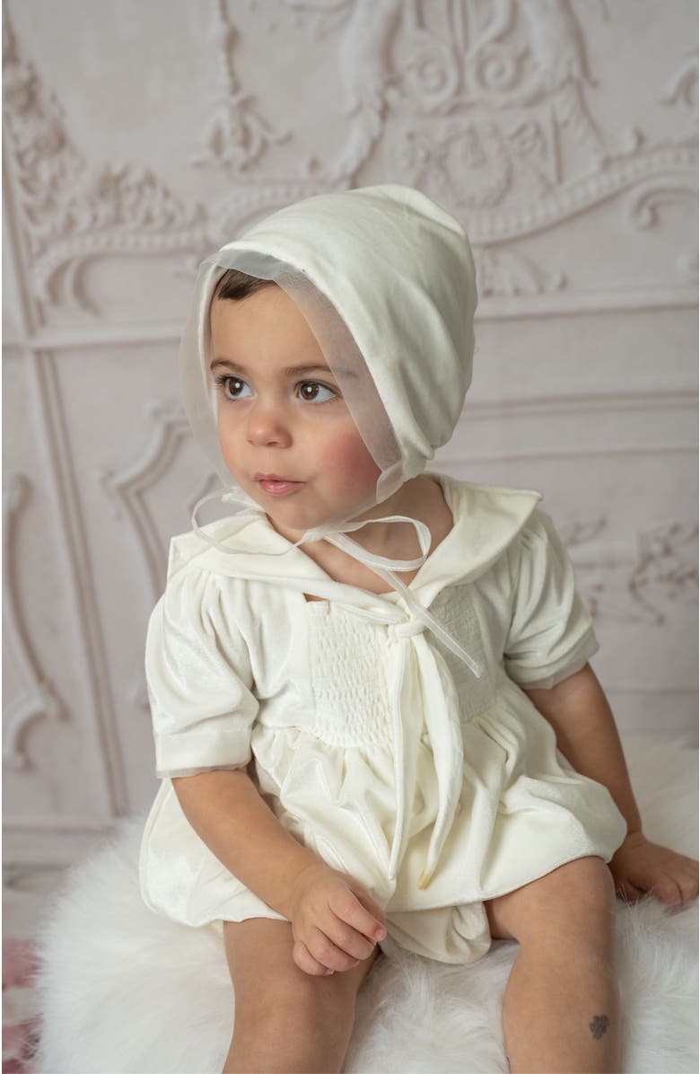 Petite Maison Kids Helenus Velour Ivory Romper, Alternate, color, Ivory