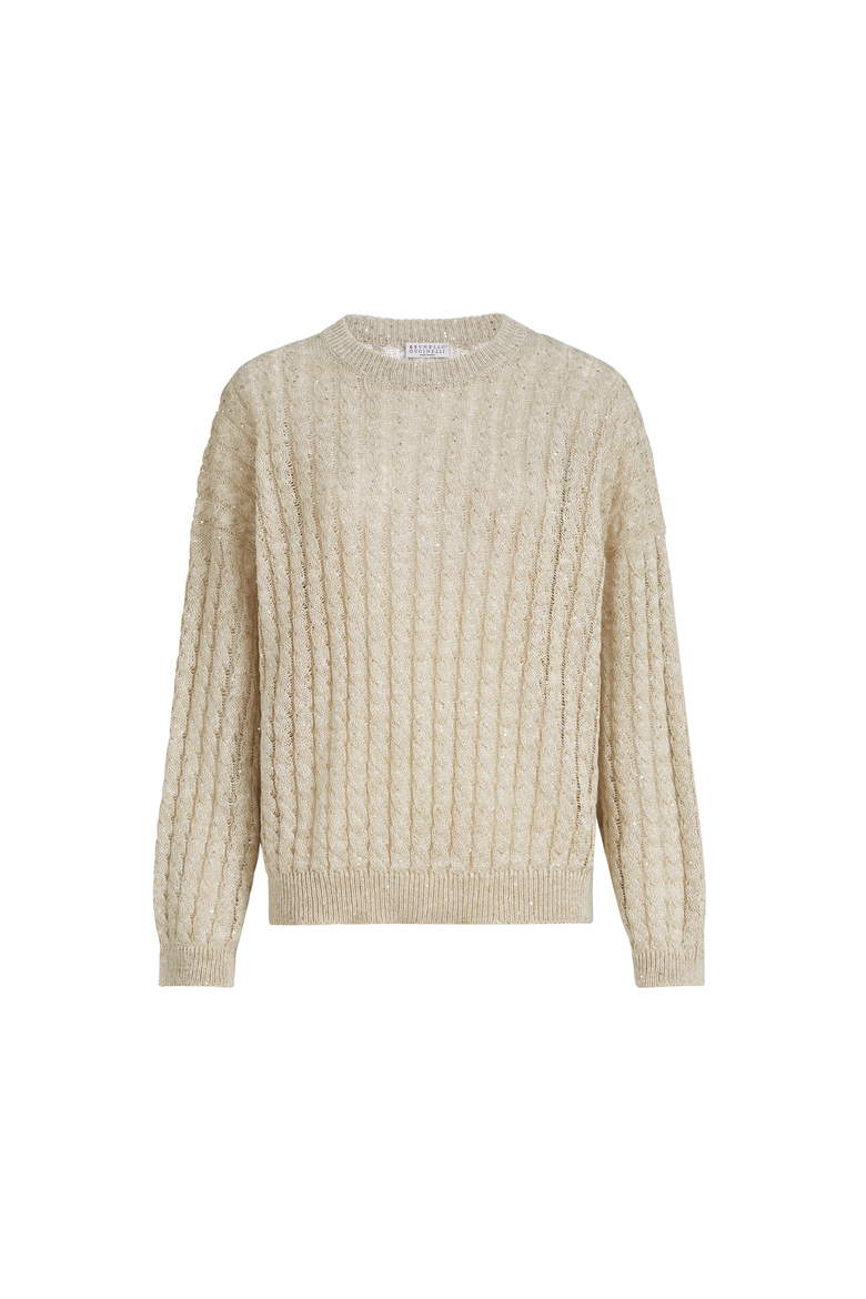 Dazzling Cable sweater, Alternate, color, Beige