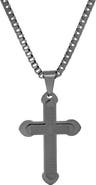 STEELTIME Men's Black Stainless Steel Lord's Prayer Cross Pendant Necklace