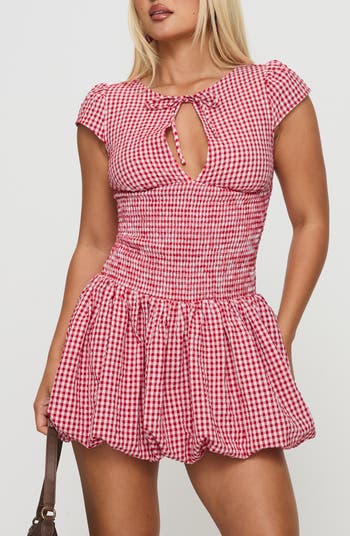 Ladybug Gingham Smocked Minidress