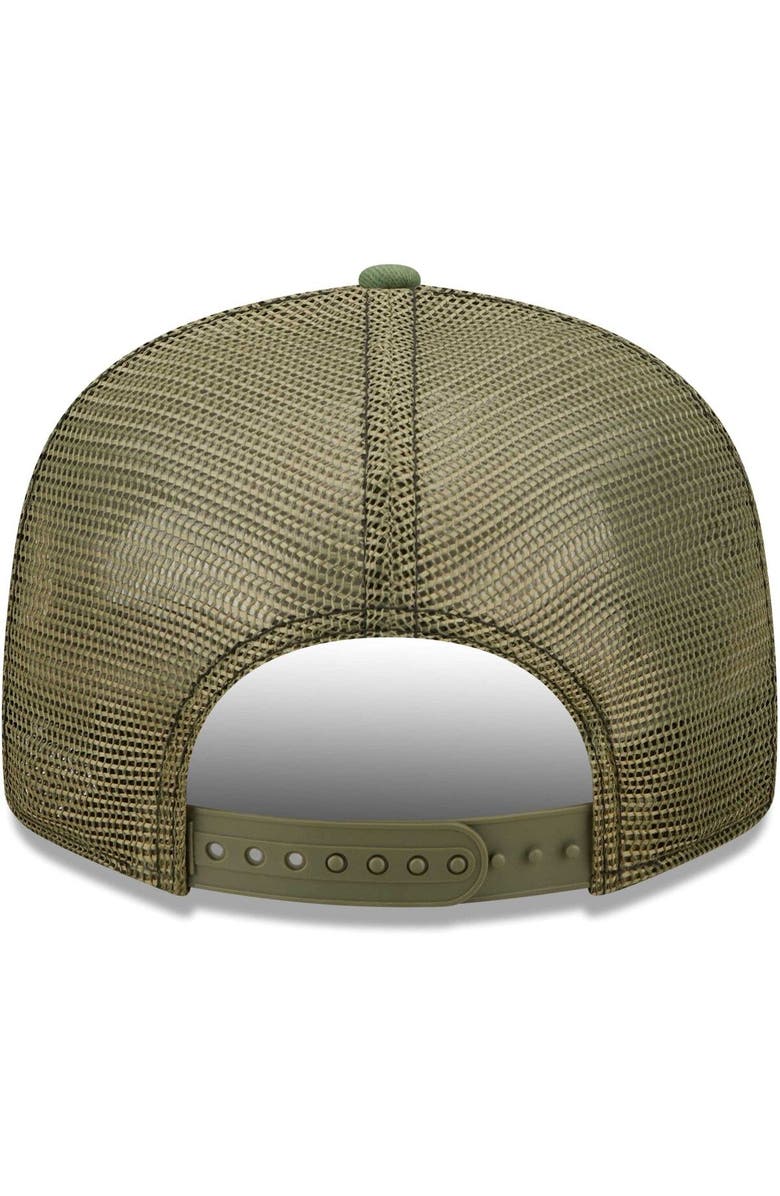 New Era Men's New Era Camo/Olive Green Bay Packers Trucker 9FIFTY Snapback Hat, Alternate, color, 