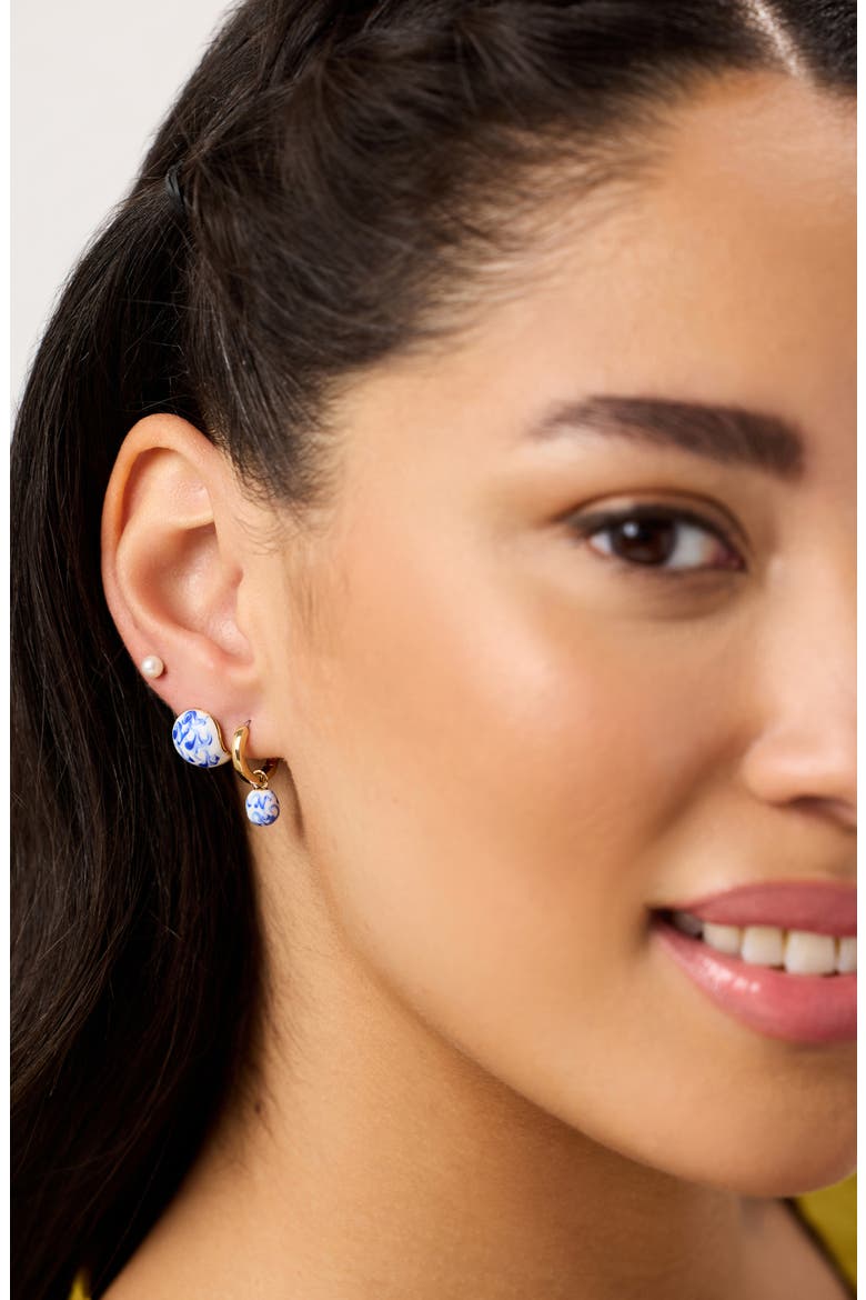 Gold Drop Earrings - Lainey Marble Blue, Alternate, color, Marble Blue/ Gold