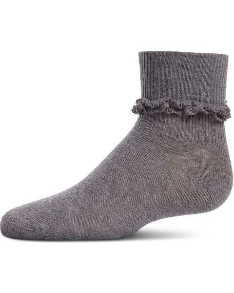 Eyelet-Ruffle-Trim Ankle Sock