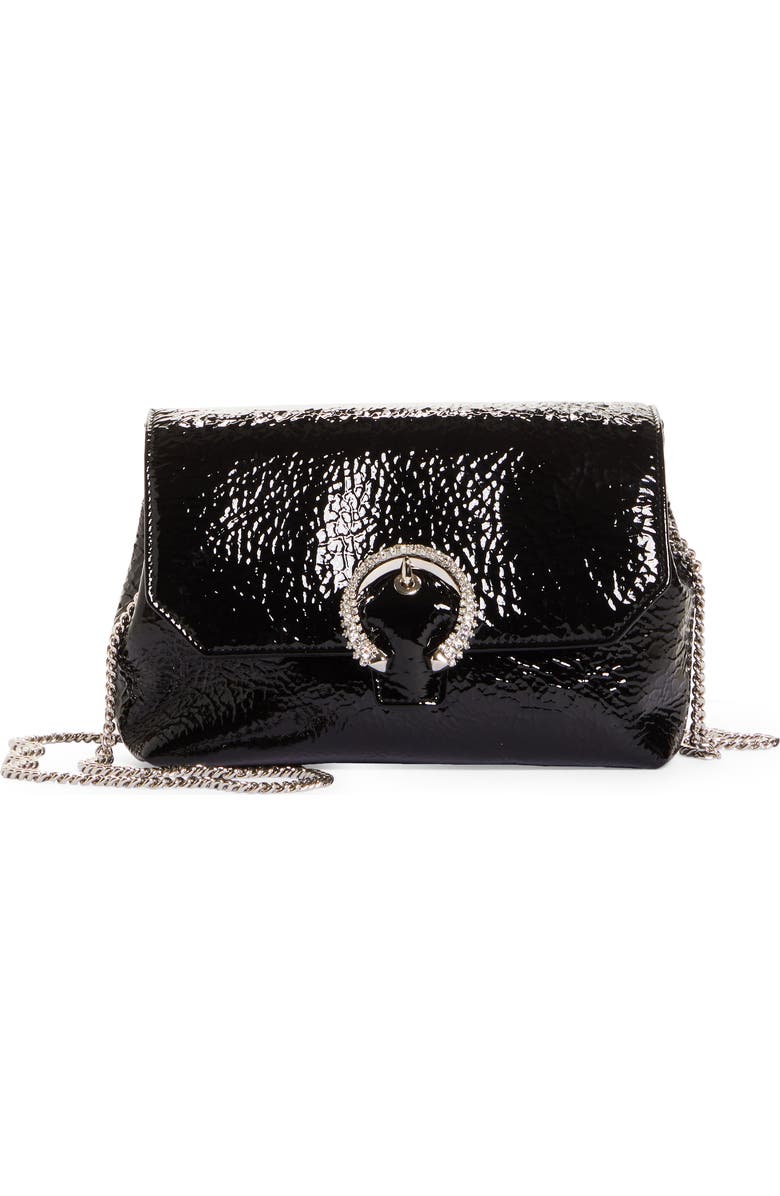 Jimmy Choo Soft Madeline Crystal Buckle Patent Leather Crossbody Bag, Main, color,