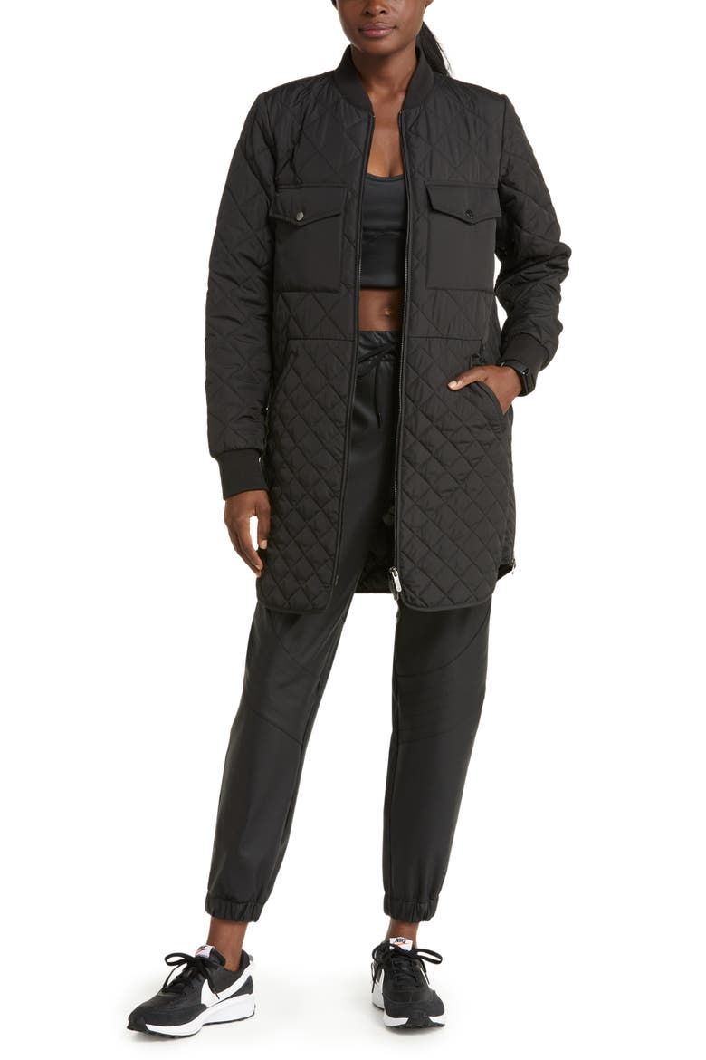 Quilted Recycled Polyester Jacket, Alternate, color, BLACK
