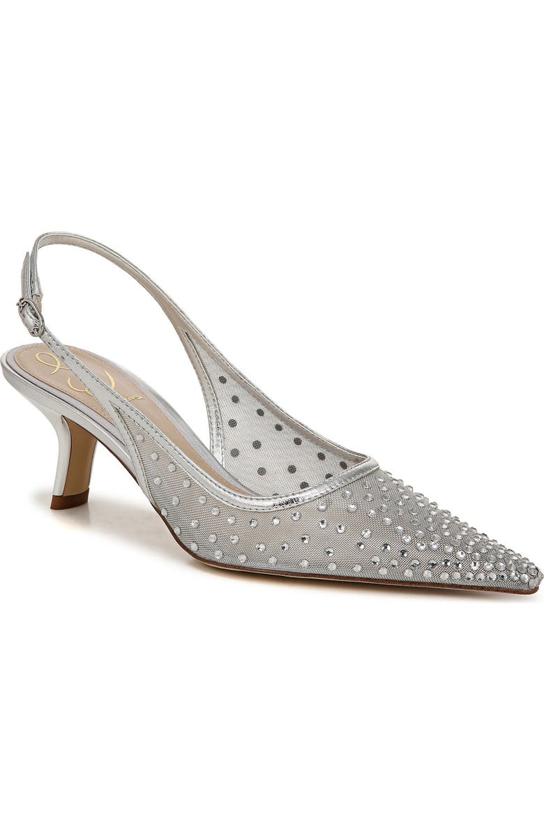 Sam Edelman Bianka Slingback Mesh Pointed Toe Pump, Main, color, Soft Silver