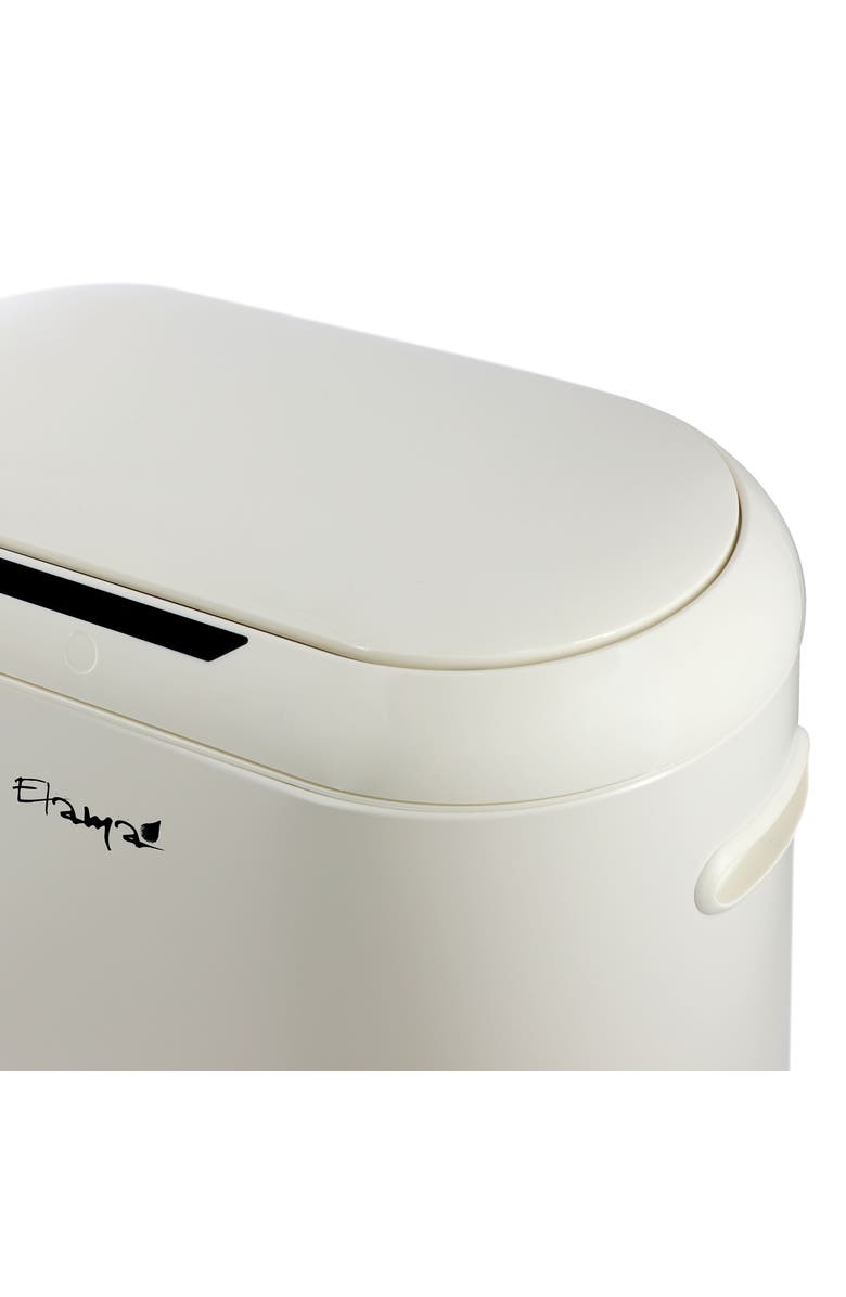 Elama 13 Gallon Automatic Sensor Hands Free Round Top Trash Can, Alternate, color, Off-White