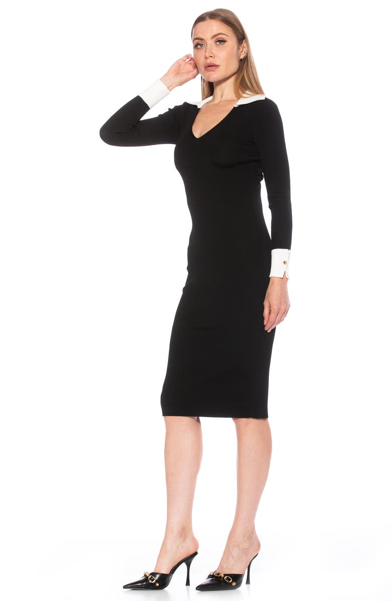 Alexia Admor Tau Collar Rib Long Sleeve Sweater Dress, Alternate, color, 