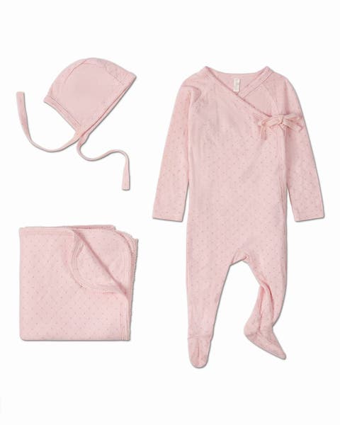 3 Piece Baby Pointelle Rayon Blend Footie Set