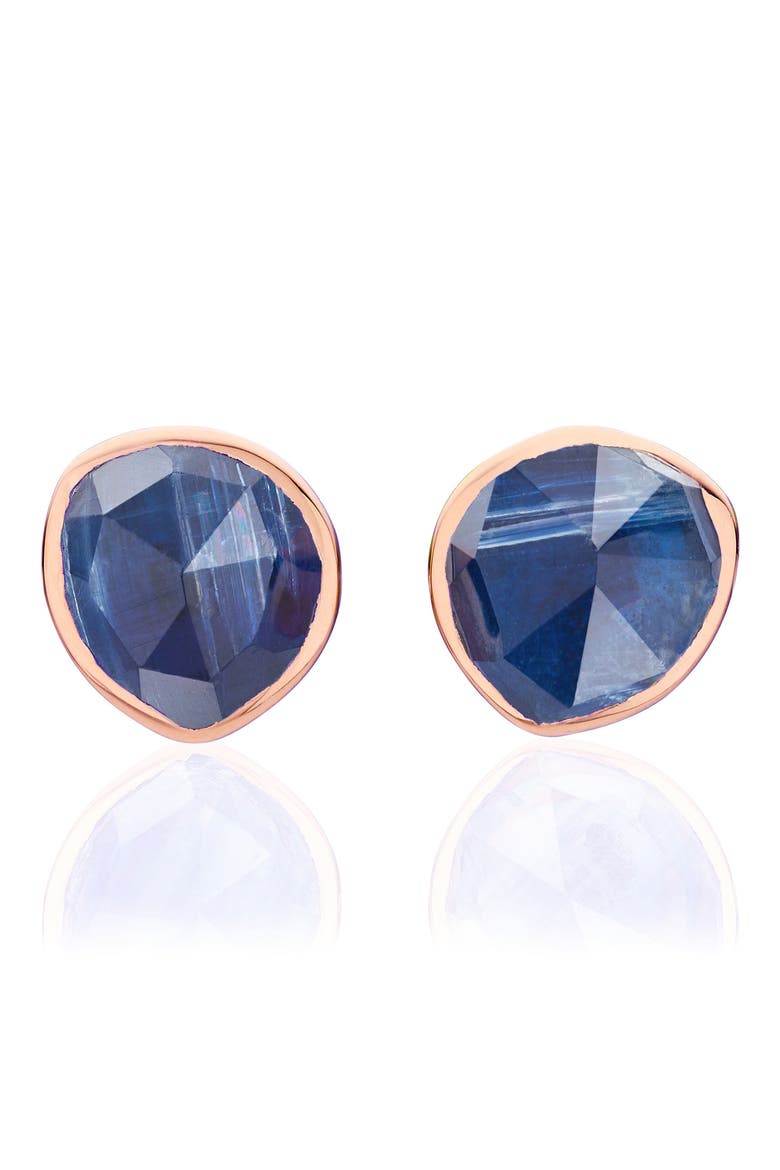 Siren Semiprecious Stone Stud Earrings, Main, color, ROSE GOLD/ KYANITE