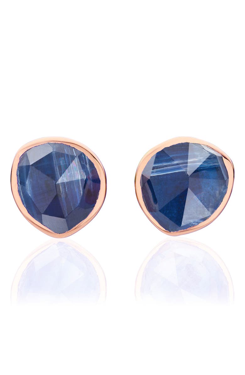 Monica Vinader Siren Semiprecious Stone Stud Earrings, Main, color, Rose Gold/ Kyanite