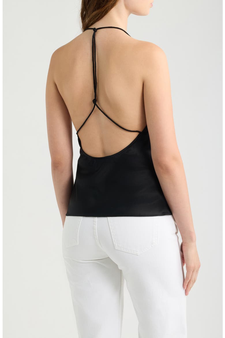 Natasia Satin Halter Neck Top, Alternate, color, BLACK