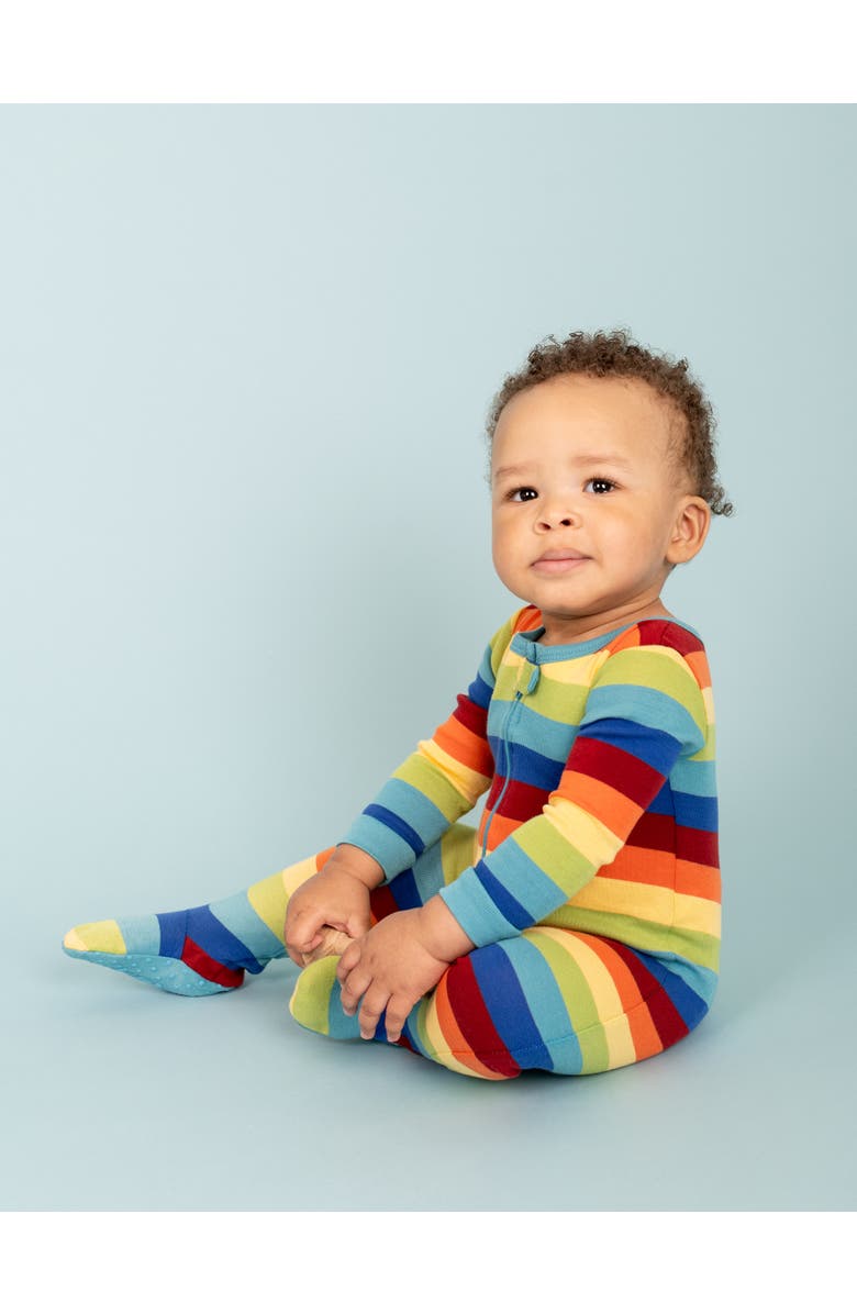 Leveret Footed Striped Cotton Matching Family Pajamas, Alternate, color, Colorful Boys