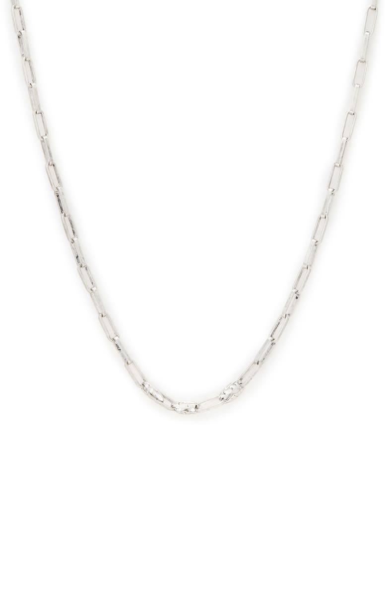 AllSaints Men's Hammered Chain Link Necklace, Main, color, Warm Silver