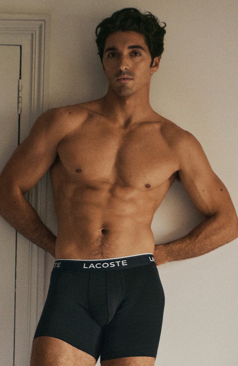 Lacoste Assorted 3-Pack Stretch Cotton Boxer Briefs, Alternate, color, Black