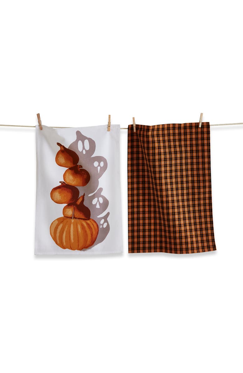 tag Pumpkin Shadow Dishtowel Set of 2 Halloween Kitchen Towels, Main, color, Multicolored