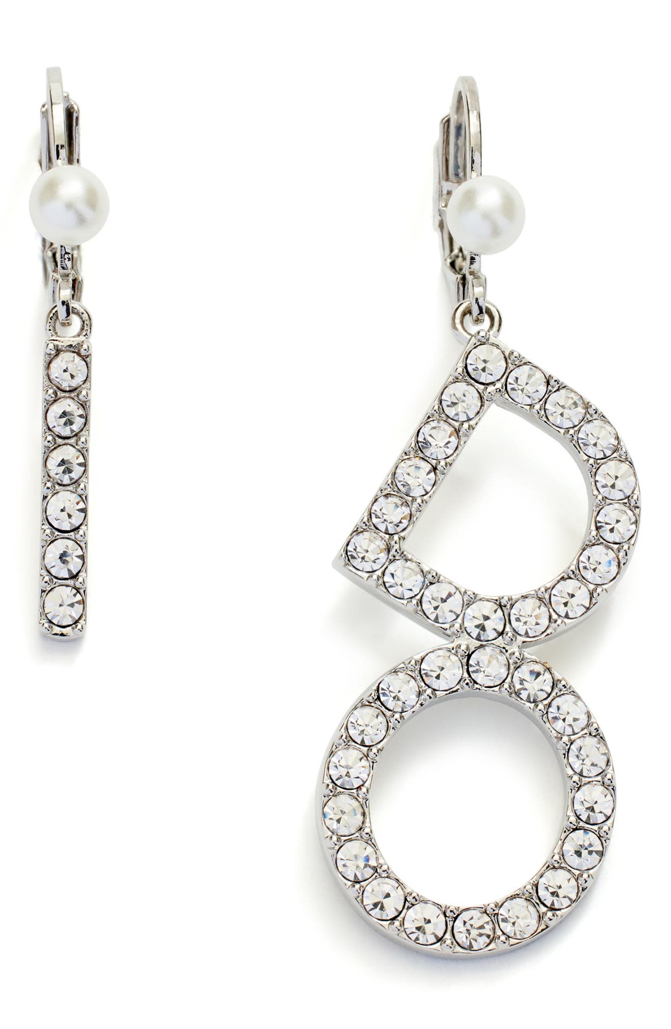 Kleinfeld 'I Do' Crystal & Faux Pearl Mismatch Drop Earrings (Women ...