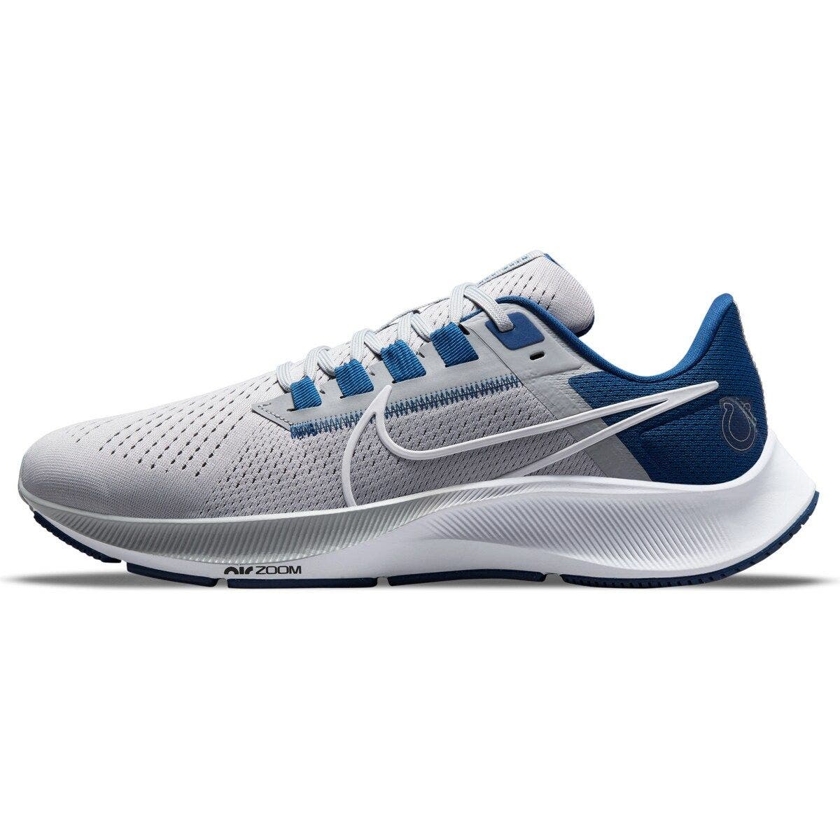 Nike Unisex Nike Gray Indianapolis Colts Zoom Pegasus 38 Running Shoe, Main, color, 