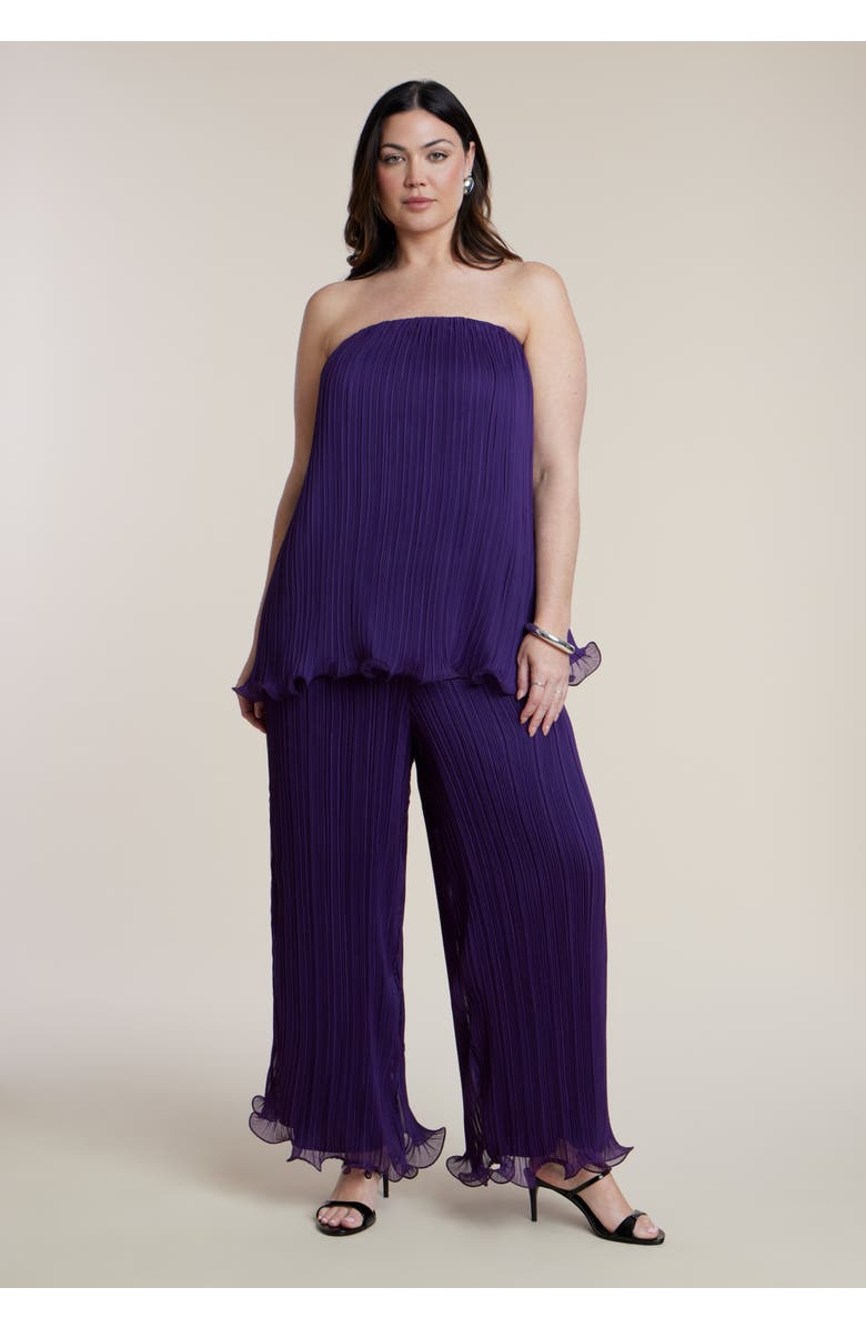 ELOQUII Wire Hem Plissé Pant, Main, color, Grape Royale