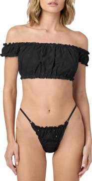 Florence by Mills Embroidered Eyelet Off the Shoulder Crop Top
