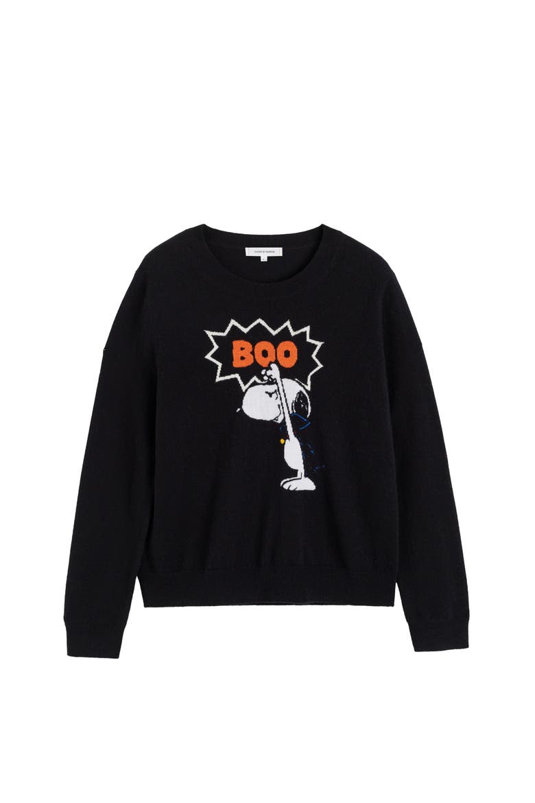 Wool-Cashmere Snoopy Boo Sweater, Alternate, color, Black