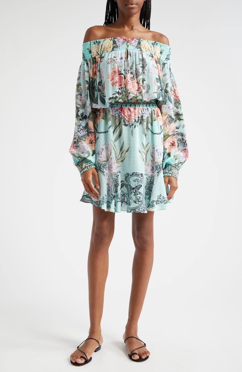 Camilla Petal Promise Land Off the Shoulder Long Sleeve Dress, Main, color, 