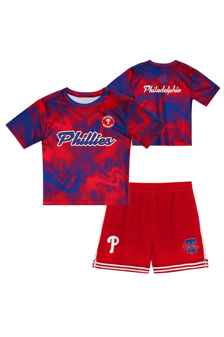 Toddler Royal/Red Philadelphia Phillies Pinch Hitter Infielder T-Shirt and Shorts Set, Main, color, Royal