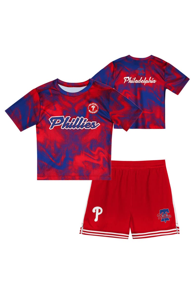 Outerstuff Toddler Royal/Red Philadelphia Phillies Pinch Hitter Infielder T-Shirt and Shorts Set, Main, color, Royal