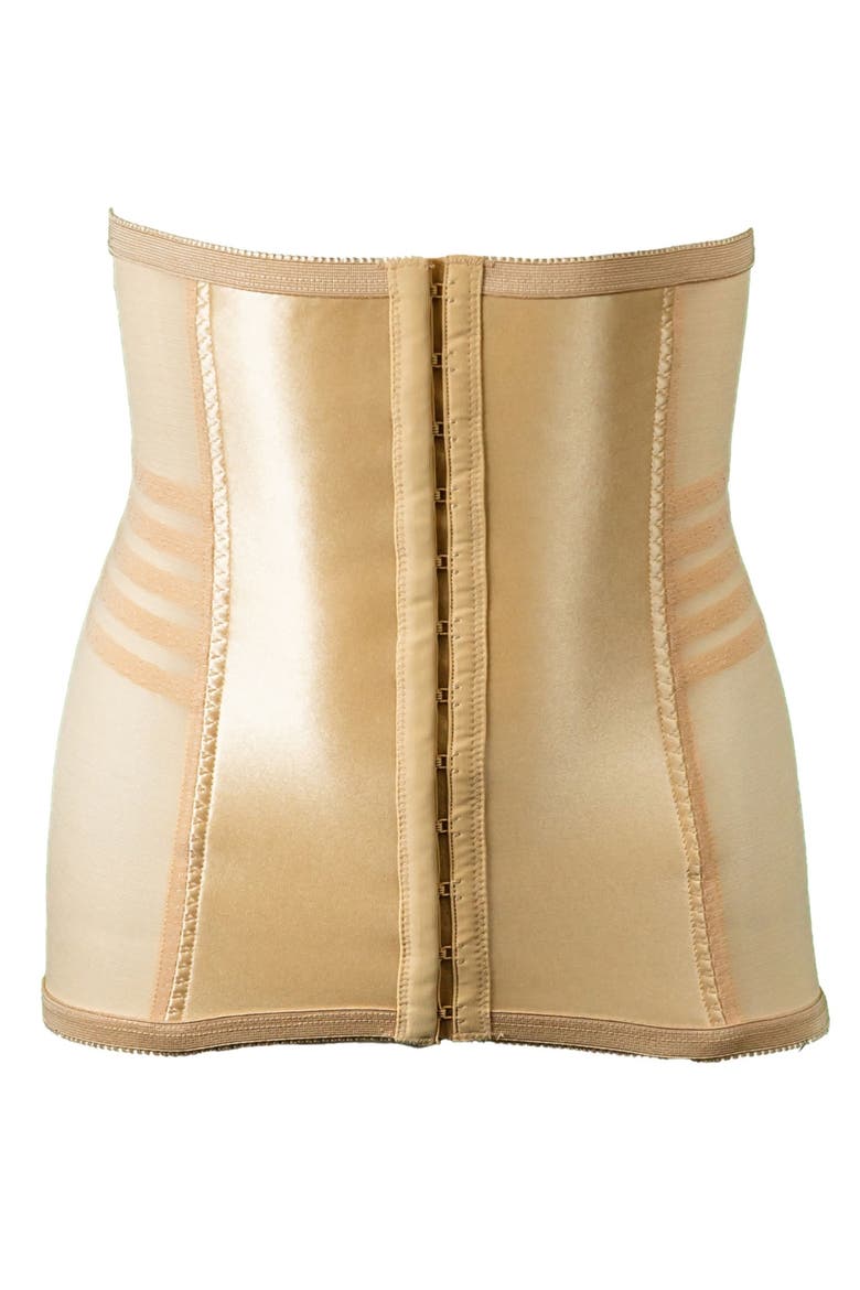 Shapette Powermesh Satin Panel Waist Cincher, Alternate, color, Beige